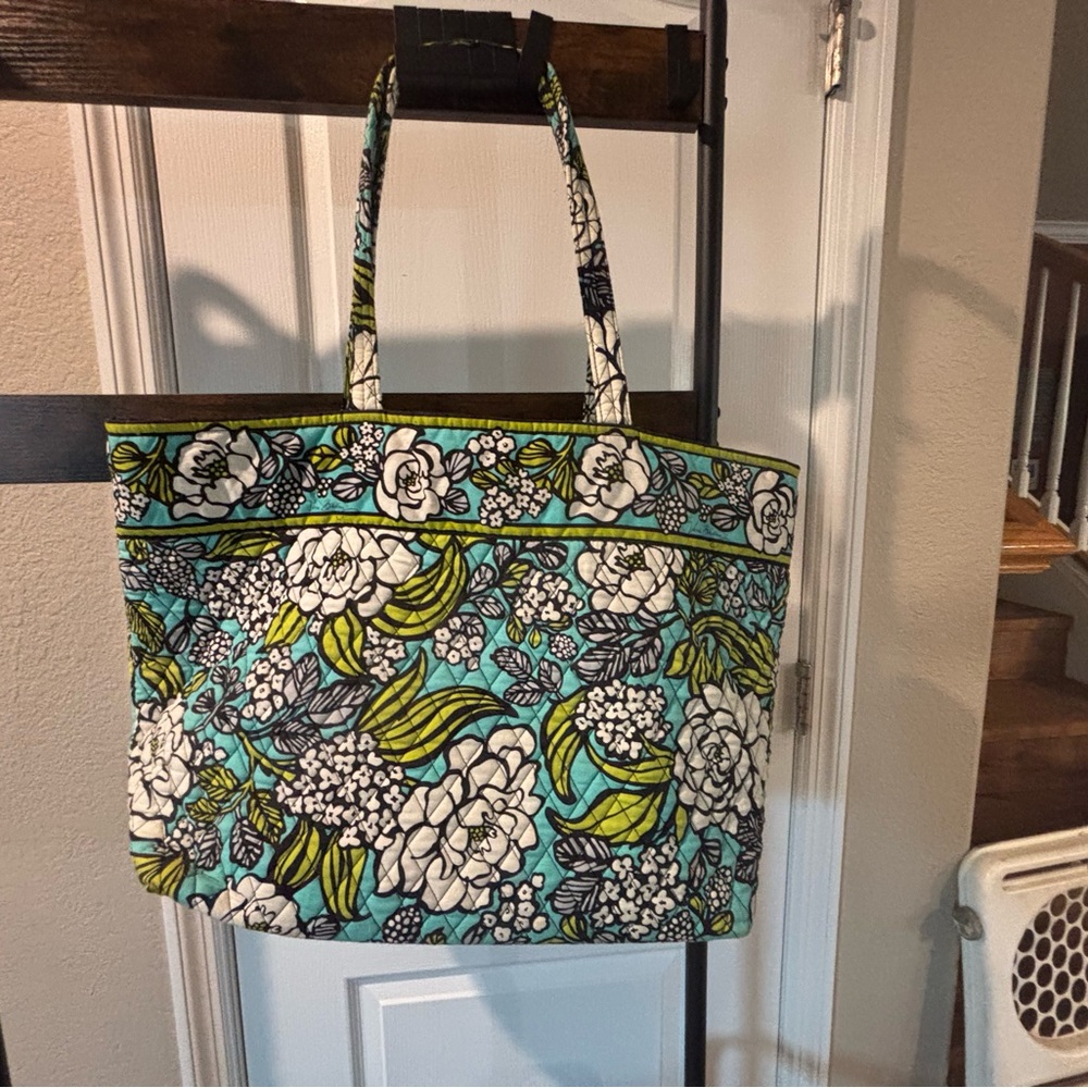 Island Blooms-Large Vera Bradley Floral Tote Bag - Blue and Green - Picture 5 of 5